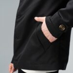 Мужской Короткий Черный Плащ Тренч - Классический на Пуговицах