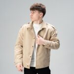 Мужской Короткий Бежевый Плащ Тренч - Классический на Пуговицах