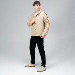 Мужской Короткий Бежевый Плащ Тренч - Классический на Пуговицах