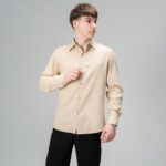 Мужская Классическая Бежевая Рубашка Прямого Кроя