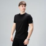Мужская Базовая Черная Футболка - Трикотажная Прямого Кроя