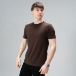 Мужская Базовая Коричневая Футболка - Трикотажная Прямого Кроя