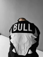 Мужская Хлопковая Черная Футболка Оверсайз - Объемная с Принтом "Bull"