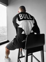 Мужская Хлопковая Черная Футболка Оверсайз - Объемная с Принтом "Bull"