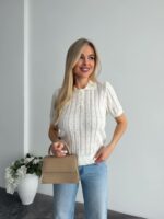 Женская Нежная Ажурная Белая Футболка Поло