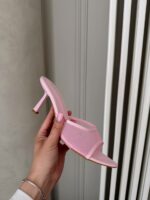 Женские Легкие Розовые Туфли Мюли Сеточка с Открытой Пяткой на Шпильке