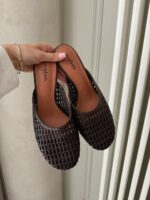 Женские Плетеные Коричневые Туфли Мюли на Шпильке