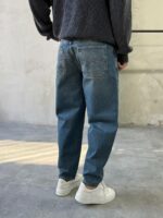 Мужские Синие Джинсы MOM FIT Свободного Кроя с Грязным Эффектом