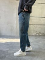 Мужские Синие Джинсы MOM FIT Свободного Кроя с Грязным Эффектом