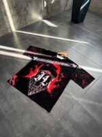 Мужская Летняя Черная Футболка Оверсайз с Модным Принтом в Стиле Streetwear