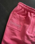 Мужские Базовые Хлопковые Розовые Шорты с Вышивками