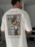 Мужская Хлопковая Белая Футболка «Vincent Van Gogh» Оверсайз с Принтом на Спине