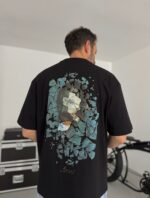Мужская Хлопковая Черная Футболка “Vincent” Оверсайз с Принтом на Спине
