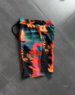 Мужские Легкие Летние Оранжевые Шорты Софт в Принт Пальмы
