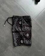 Мужские Легкие Летние Черные Шорты Софт в Узор