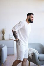 Мужской Легкий Белый Летний Костюм Вафля - Футболка Шорты Свободного Кроя