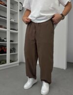 Мужские Широкие Коричневые Брюки - Объемные Хлопковые Штаны Багги