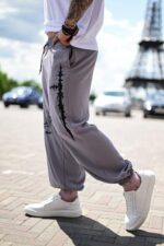 Мужские Серые Спортивные Штаны - Широкие Джоггеры в Принтах