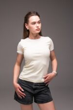 Женская Базовая Желтая Футболка Слим с Окантовкой