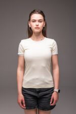 Женская Базовая Желтая Футболка Слим с Окантовкой