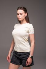 Женская Базовая Желтая Футболка Слим с Окантовкой