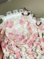 Женский Розовый Корсет в Цветочках с Рюшами
