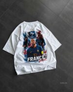 Мужская Белая Футболка Оверсайз с Принтом Футбольная Сборная "France"