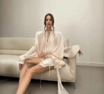 Женское Объемное Пудровое Платье Мини с Рюшами