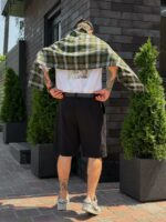 Мужские Классические Черные Шорты Свободного Кроя со Складками