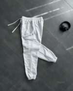 Мужские Белые Спортивные Штаны Джоггеры - Свободные с Манжетами