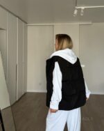 Женская Базовая Стеганая Черная Жилетка Безрукавка
