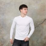 Мужской Базовый Белый Лонгслив Кулир