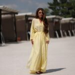 Женский Пляжный Желтый Комплект Оверсайз Жатка - Накидка Кимоно Макси + Широкие Штаны