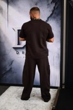 Мужской Коричневый Костюм Объемный Оверсайз с Принтом "DRAPP" (Футболка + Штаны)