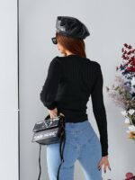 Женская Укороченная Тонкая Черная Кофта в Сеточку