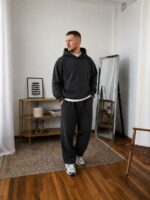 Мужской Базовый Графитовый Спортивный Костюм Худи Штаны Оверсайз Трехнитка