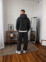 Мужской Базовый Графитовый Спортивный Костюм Худи Штаны Оверсайз Трехнитка