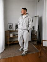Мужской Базовый Серый Спортивный Костюм Оверсайз Трехнитка - Зип Худи + Штаны Джоггеры