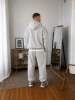 Мужской Базовый Серый Спортивный Костюм Оверсайз Трехнитка - Зип Худи + Штаны Джоггеры
