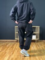Мужской Базовый Черный Костюм Комплект Плащевка - Ветровка с Капюшоном + Штаны Карго