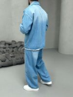 Мужской Голубой Джинсовый Костюм Оверсайз - Комплект Рубашка Штаны Деним