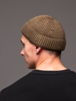 Мужская Вязаная Коричневая Шапка Докер с Подворотом